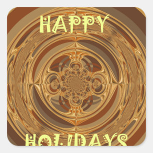 Happy Holidays Circle Art Print/Design Quadratischer Aufkleber