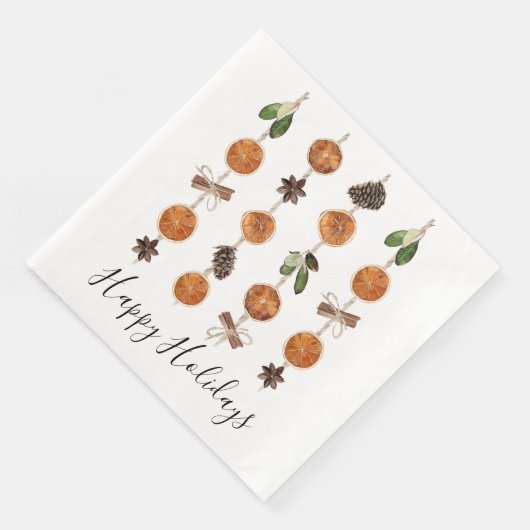 Happy Holidays Citrus Garland Holiday Napkin Serviette (Ecke)