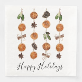 Happy Holidays Citrus Garland Holiday Napkin Serviette