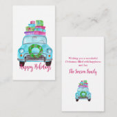 Happy Holidays Classic Car Watercolor Begleitkarte (Vorne/Hinten)