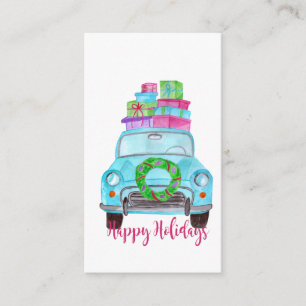 Happy Holidays Classic Car Watercolor Begleitkarte
