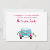 Happy Holidays Classic Car Watercolor Einladung (Rückseite)