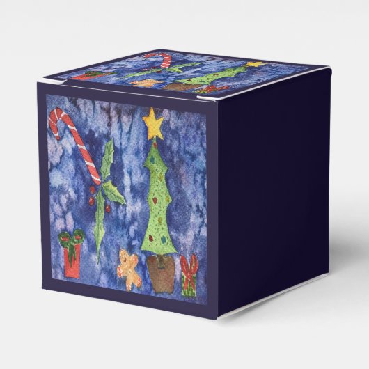 Happy Holidays Classic Christmas Icons Watercolor Geschenkschachtel (Vorderseite)