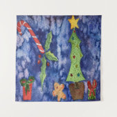 Happy Holidays Classic Christmas Icons Watercolor Wandteppich (Vorderseite)