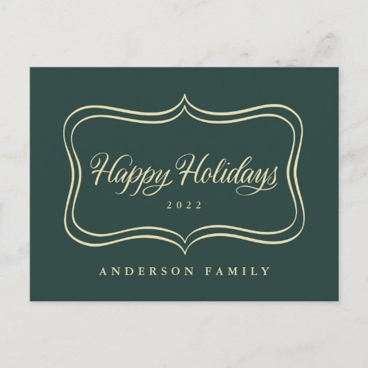 Happy Holidays Classic Gold Frame Feiertagspostkarte (Vorderseite)