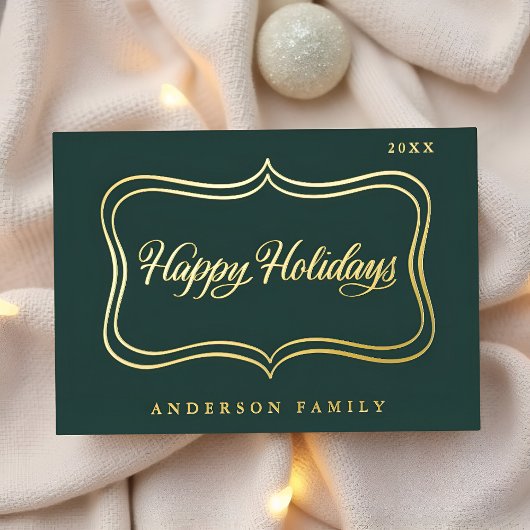 Happy Holidays Classic Gold Frame Folien Feiertagskarte