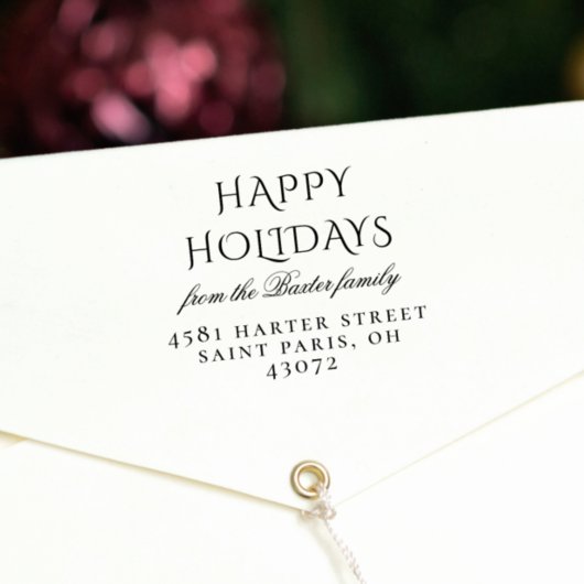 Happy Holidays | Classic Script Typografy Address Gummistempel