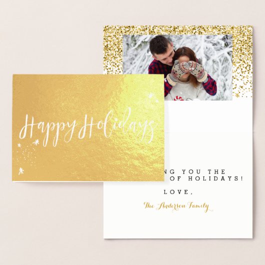 Happy Holidays Classic Typografy Design Folienkarte (Anzeige)