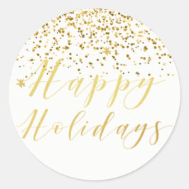 Happy Holidays Classic Typografy & Gold Glitzer Runder Aufkleber