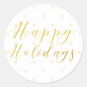 Happy Holidays Classic Typografy & Punkts Runder Aufkleber