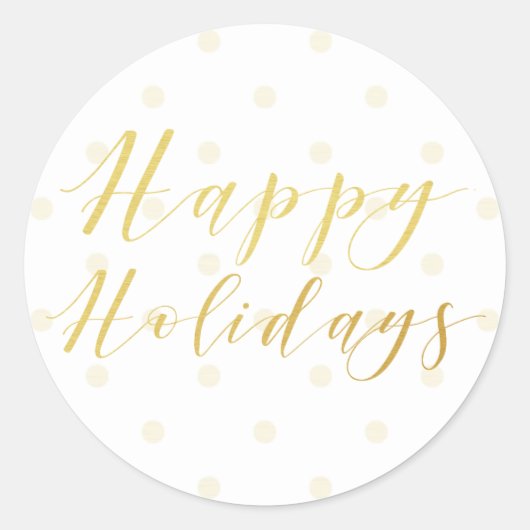 Happy Holidays Classic Typografy & Punkts Runder Aufkleber (Vorderseite)