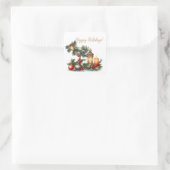 Happy Holidays Classic Vintag Quadratischer Aufkleber (Tasche)