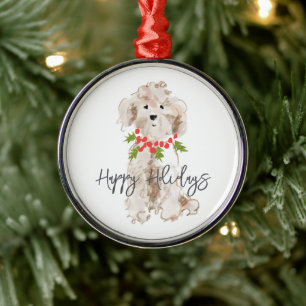 Happy Holidays Cockapoo Dog Weihnachten Feierlich Ornament Aus Metall
