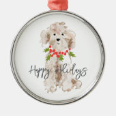 Happy Holidays Cockapoo Dog Weihnachten Feierlich Ornament Aus Metall (Vorne)