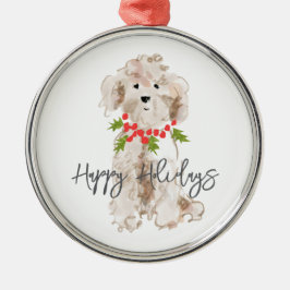 Happy Holidays Cockapoo Dog Weihnachten Feierlich Ornament Aus Metall