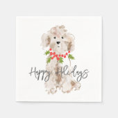 Happy Holidays Cockapoo Dog Weihnachten Feierlich Serviette (Vorderseite)
