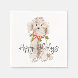 Happy Holidays Cockapoo Dog Weihnachten Feierlich Serviette