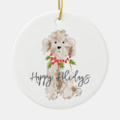 Happy Holidays Cockapoo Dog Weihnachten Jährlich Keramik Ornament (Vorne)