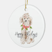 Happy Holidays Cockapoo Dog Weihnachten Jährlich Keramik Ornament (Links)