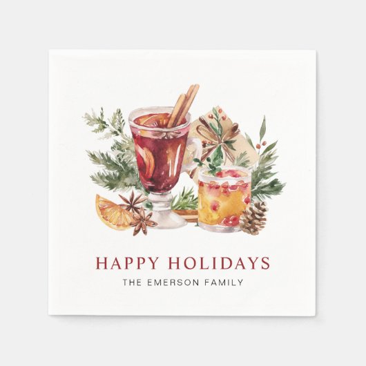 Happy Holidays Cocktail Paper Napkin Serviette (Vorderseite)