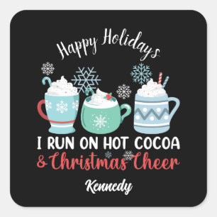 Happy Holidays - Cocoa & Christmas Cheer Quadratischer Aufkleber