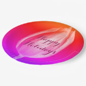 Happy Holidays Colorful Blume Pappteller (Schrägansicht)
