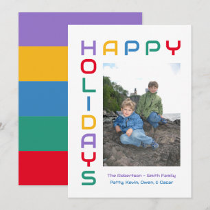 Happy Holidays Colorful - Editable Holiday Foto Feiertagskarte