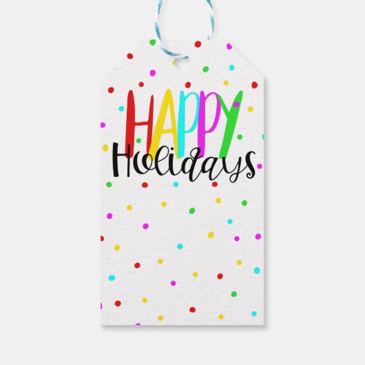 Happy Holidays Colorful Holiday Dots Party Geschenkanhänger (Rückseite)