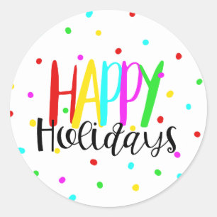 Happy Holidays Colorful Holiday Dots Party Runder Aufkleber