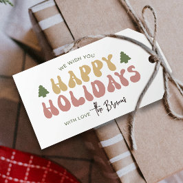 Happy Holidays Colorful Retro Nostalgie Weihnachte Geschenkanhänger