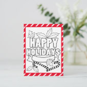 Happy Holidays Coloring Page Activity Card Postkarte (Stehend Vorderseite)