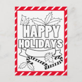Happy Holidays Coloring Page Activity Card Postkarte (Vorderseite)