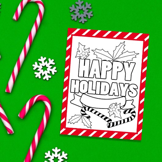 Happy Holidays Coloring Page Activity Card Postkarte
