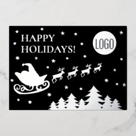 Happy Holidays Company Logo Santa sleigh  Folien Feiertagskarte