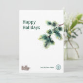 Happy Holidays Conifer Ihr Firmenlogo Feiertagskarte (Stehend Vorderseite)
