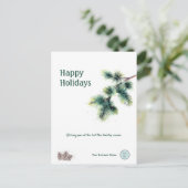 Happy Holidays Conifer Ihr Firmenlogo Feiertagspostkarte (Stehend Vorderseite)