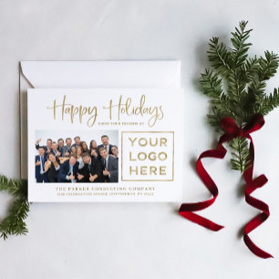 Happy Holidays   Corporate Foto und Ihr Logo Feiertagspostkarte