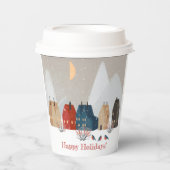 Happy Holidays Country Village Winter Szene Pappbecher (Vorderseite)