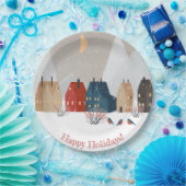 Happy Holidays Country Village Winter Szene Pappteller (Party)