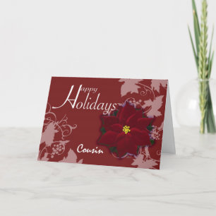 Happy Holidays Cousin Card Weihnachten Poinsettia