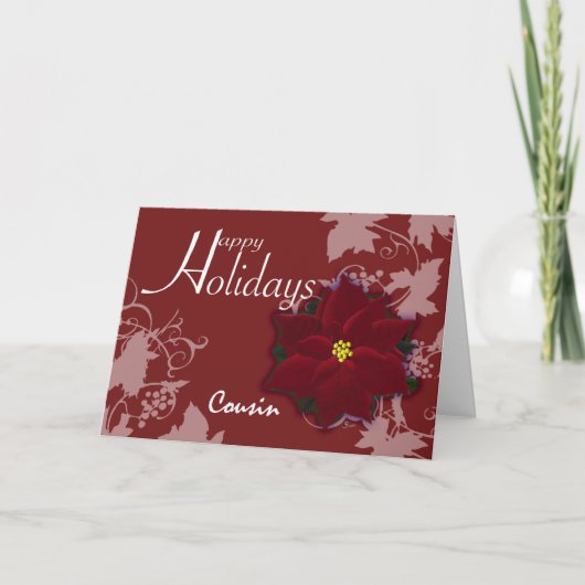 Happy Holidays Cousin Card Weihnachten Poinsettia (Vorderseite)