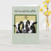 Happy Holidays Cows Meet Me Under the Mistletoe Karte (Gelbe Blume)