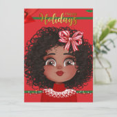 Happy Holiday's Curly Girl Feiertagskarte (Stehend Vorderseite)