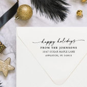 Happy Holidays Custom Address Wood Art Stamp Gummistempel