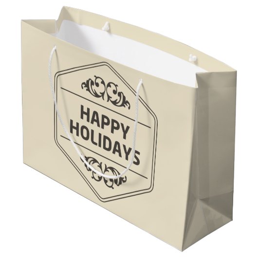 Happy Holidays Custom Background Große Geschenktüte (Rückseite Schrägansicht)
