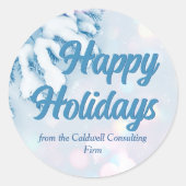 Happy Holidays Custom Beautiful Blue Snowflake Runder Aufkleber (Vorderseite)