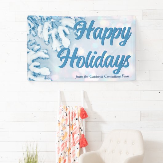 Happy Holidays Custom Beautiful Snowflake Party Banner (Insitu)