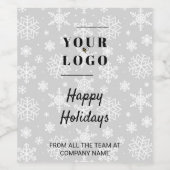 Happy Holidays Custom Business Logo Snowflake Weinetikett (Einzelnes Label)