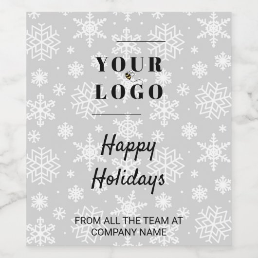 Happy Holidays Custom Business Logo Snowflake Weinetikett (Einzelnes Label)