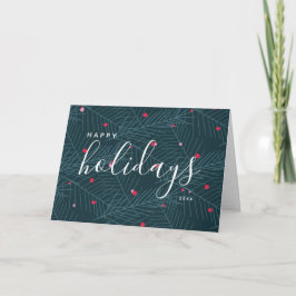 Happy Holidays Custom Card Spruce mit Berries Feiertagskarte